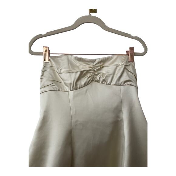 Helsa Mini Dress Heavy Satin Strapless Ruched Bust Bridal Wedding Hoco Party L - Picture 8 of 14